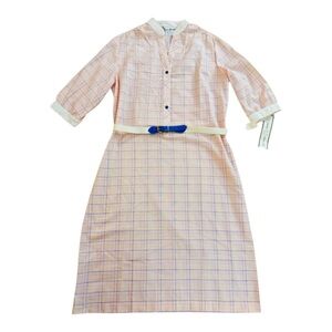 Kenny Classics Pink Blue Plaid Vintage Shirt Dress 20 Preppy 80s Original Tags